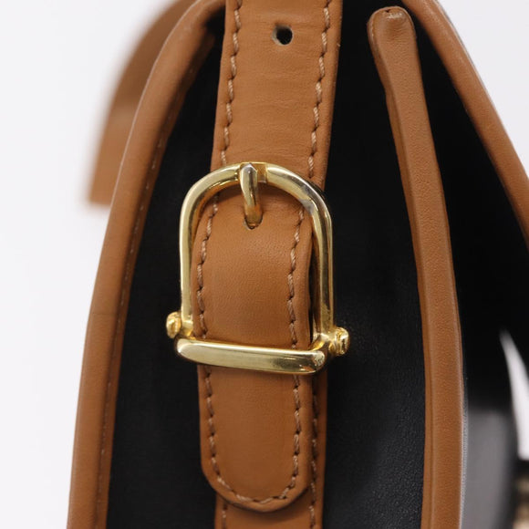 CELINE Shoulder Bag Leather Black Gold Auth ep16319A