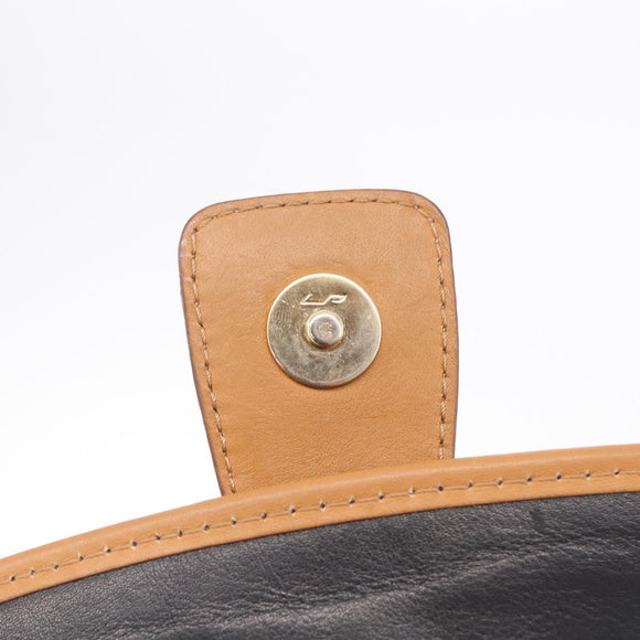 CELINE Shoulder Bag Leather Black Gold Auth ep16319A