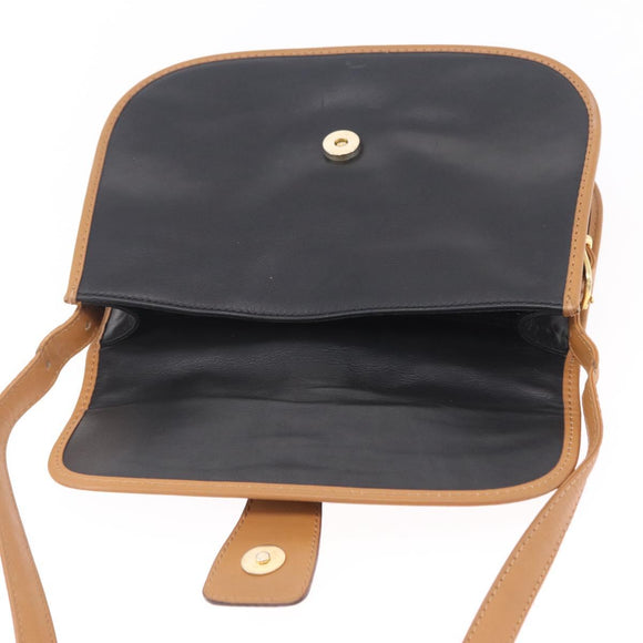 CELINE Shoulder Bag Leather Black Gold Auth ep16319A