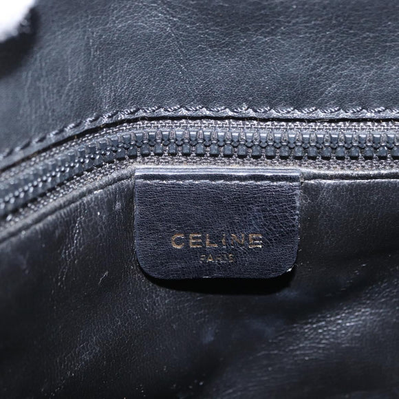 CELINE Shoulder Bag Leather Black Gold Auth ep16319A