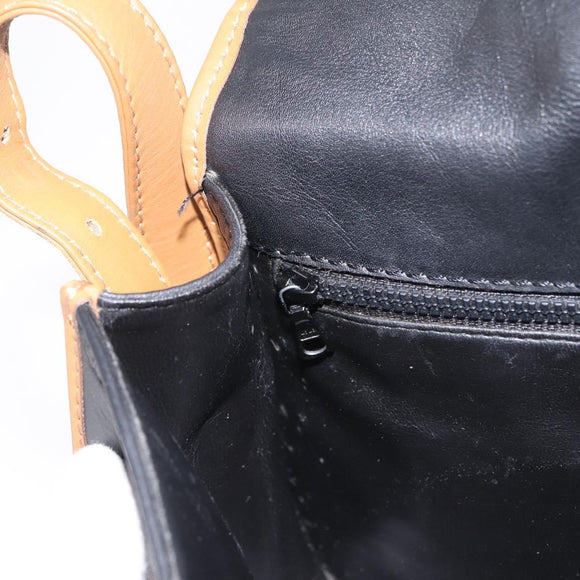 CELINE Shoulder Bag Leather Black Gold Auth ep16319A