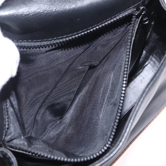 CELINE Shoulder Bag Leather Black Gold Auth ep16319A
