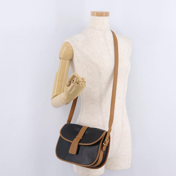CELINE Shoulder Bag Leather Black Gold Auth ep16319A