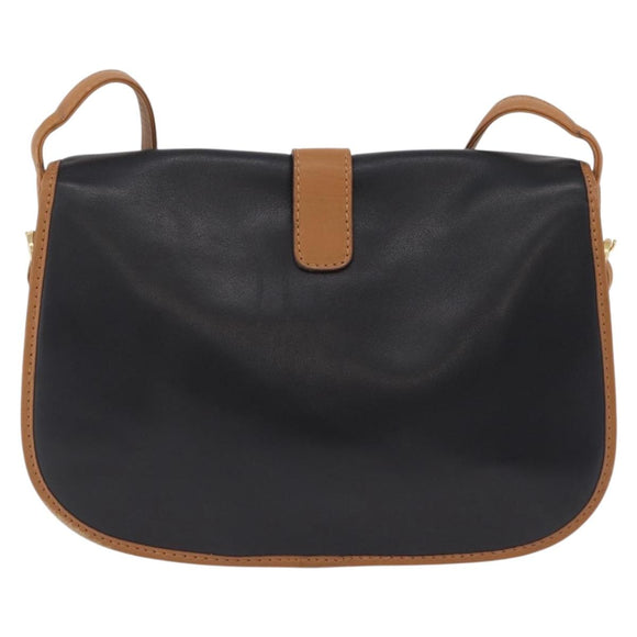 CELINE Shoulder Bag Leather Black Gold Auth ep16319A