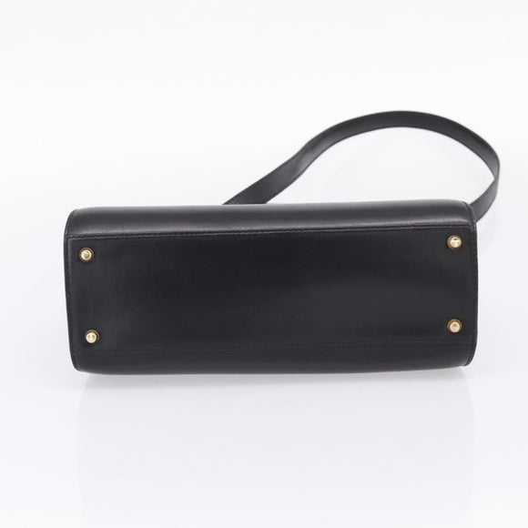 Christian Dior Hand Bag Leather 2way Black Gold Auth ep16322V