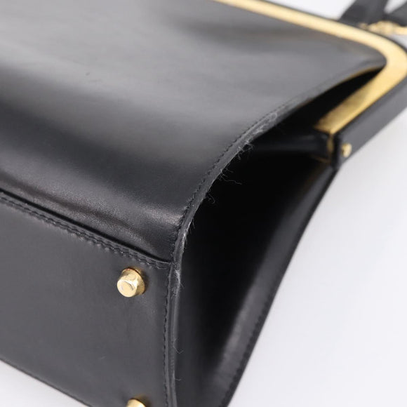 Christian Dior Hand Bag Leather 2way Black Gold Auth ep16322V
