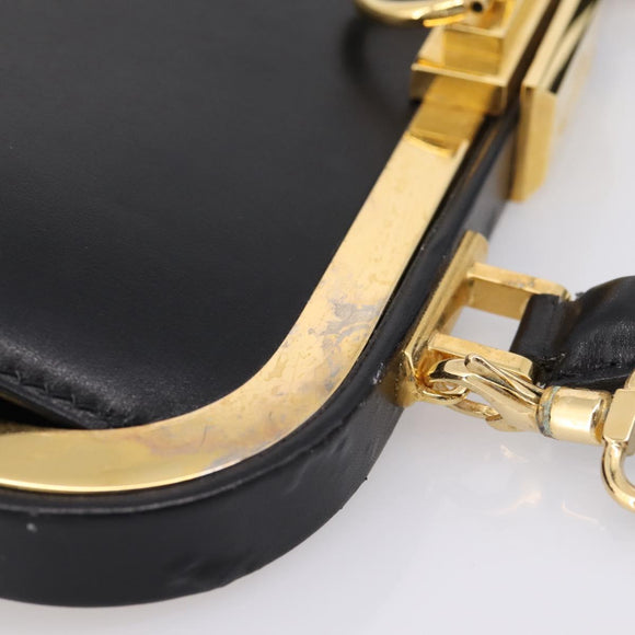 Christian Dior Hand Bag Leather 2way Black Gold Auth ep16322V