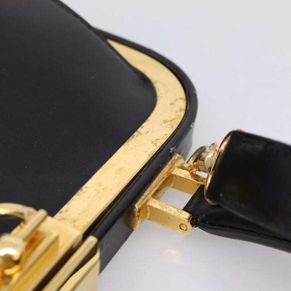 Christian Dior Hand Bag Leather 2way Black Gold Auth ep16322V