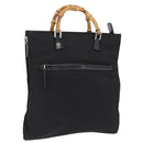 GUCCI Bamboo Hand Bag Nylon Black Silver Auth ep16327-1
