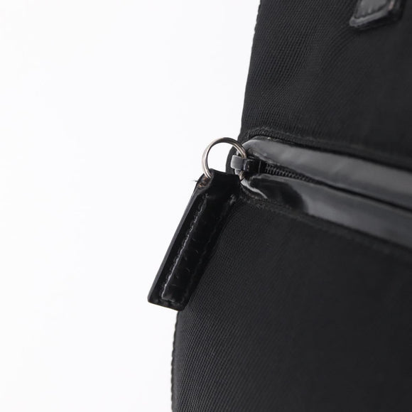 GUCCI Bamboo Hand Bag Nylon Black Silver Auth ep16327