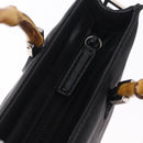 GUCCI Bamboo Hand Bag Nylon Black Silver Auth ep16327-10