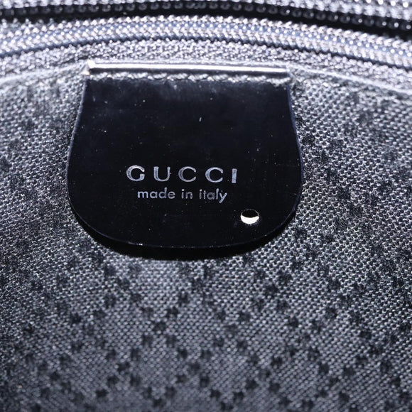 GUCCI Bamboo Hand Bag Nylon Black Silver Auth ep16327