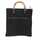 GUCCI Bamboo Hand Bag Nylon Black Silver Auth ep16327-13