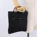 GUCCI Bamboo Hand Bag Nylon Black Silver Auth ep16327-23
