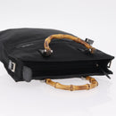 GUCCI Bamboo Hand Bag Nylon Black Silver Auth ep16327-6