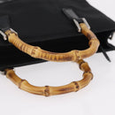 GUCCI Bamboo Hand Bag Nylon Black Silver Auth ep16327-7