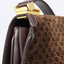 GUCCI Shoulder Bag Suede Dark Brown Gold Auth ep16331-8