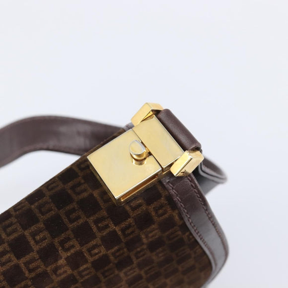 GUCCI Shoulder Bag Suede Dark Brown Gold Auth ep16331