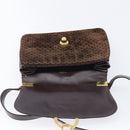 GUCCI Shoulder Bag Suede Dark Brown Gold Auth ep16331-9