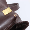 GUCCI Shoulder Bag Suede Dark Brown Gold Auth ep16331-10