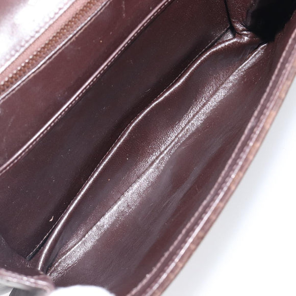 GUCCI Shoulder Bag Suede Dark Brown Gold Auth ep16331
