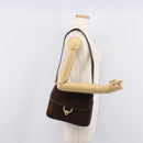 GUCCI Shoulder Bag Suede Dark Brown Gold Auth ep16331-26