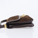 GUCCI Shoulder Bag Suede Dark Brown Gold Auth ep16331-4