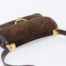 GUCCI Shoulder Bag Suede Dark Brown Gold Auth ep16331-6