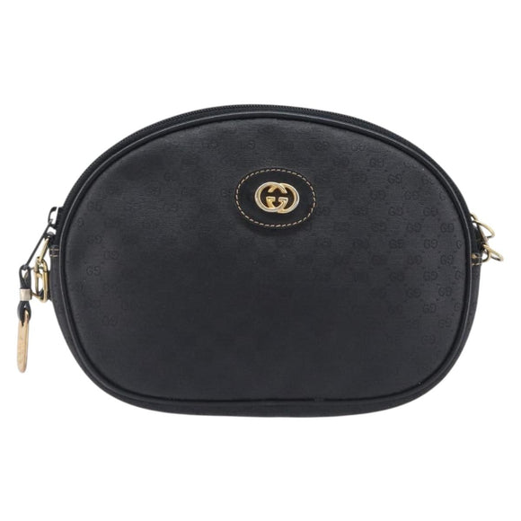 GUCCI Micro GG Supreme Shoulder Bag PVC Black Gold 007 104 0013 Auth ep16332