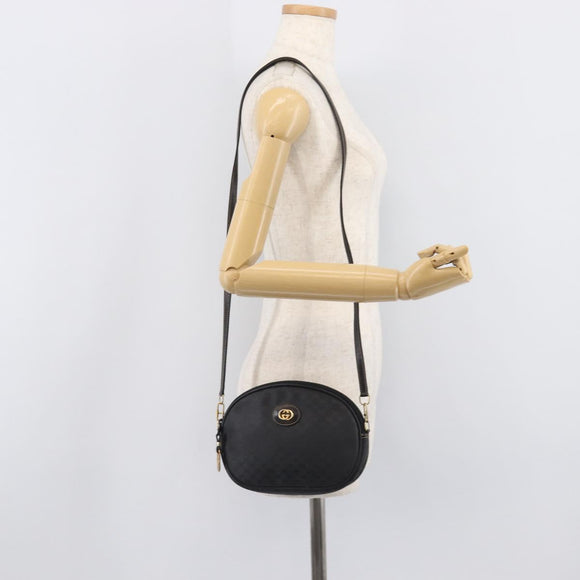 GUCCI Micro GG Supreme Shoulder Bag PVC Black Gold 007 104 0013 Auth ep16332