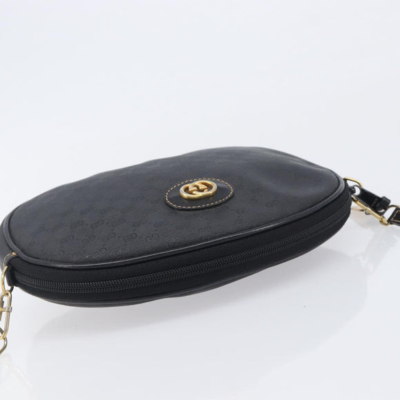 GUCCI Micro GG Supreme Shoulder Bag PVC Black Gold 007 104 0013 Auth ep16332