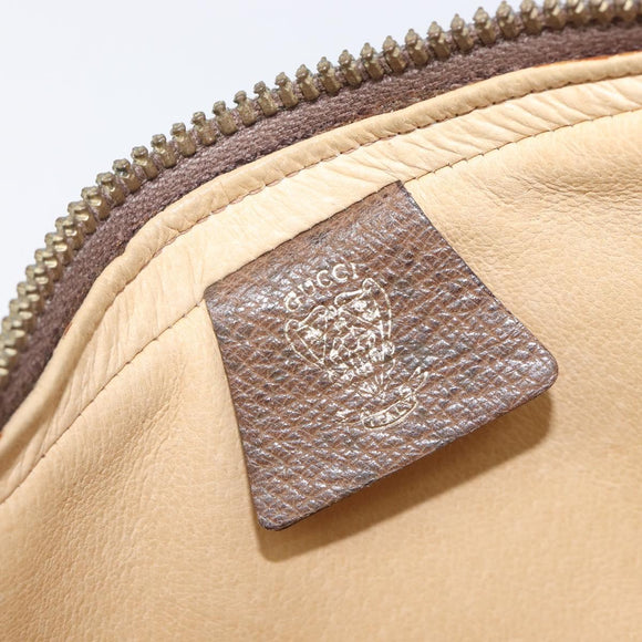 GUCCI Shoulder Bag Leather Brown Gold Auth ep16333