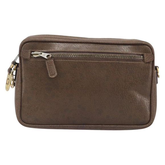 GUCCI Shoulder Bag Leather Brown Gold Auth ep16333