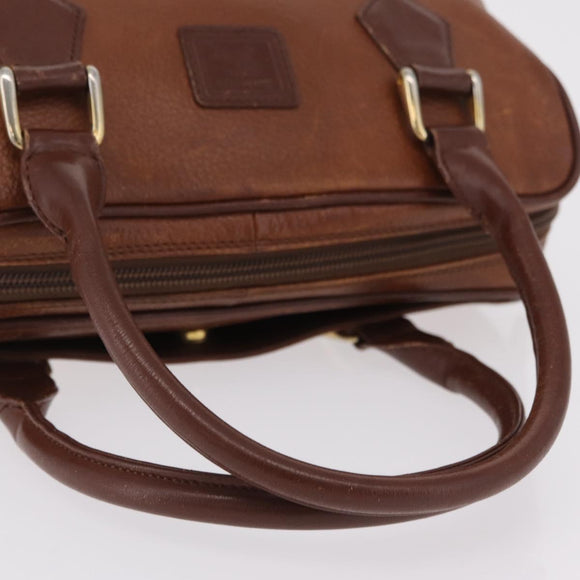 Burberrys Boston Bag Leather Brown Gold Auth ep16334