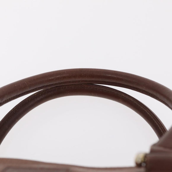 Burberrys Boston Bag Leather Brown Gold Auth ep16334