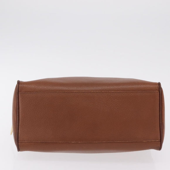 Burberrys Boston Bag Leather Brown Gold Auth ep16334