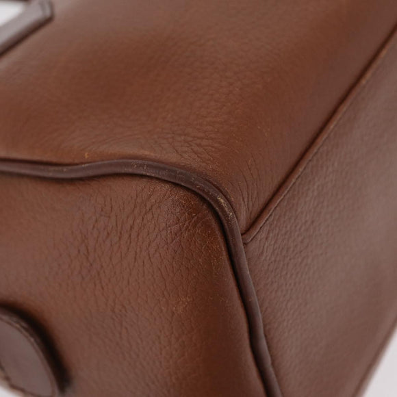 Burberrys Boston Bag Leather Brown Gold Auth ep16334