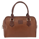 Burberrys Boston Bag Leather Brown Gold Auth ep16334-2