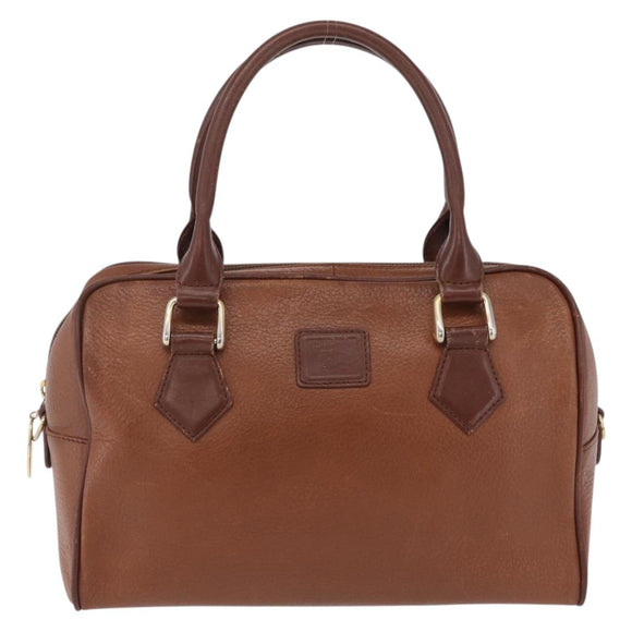 Burberrys Boston Bag Leather Brown Gold Auth ep16334