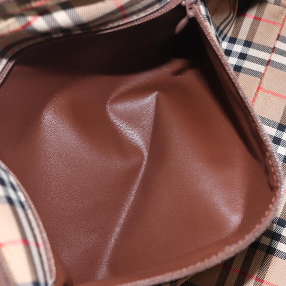 Burberrys Boston Bag Leather Brown Gold Auth ep16334