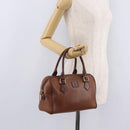 Burberrys Boston Bag Leather Brown Gold Auth ep16334-26
