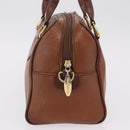 Burberrys Boston Bag Leather Brown Gold Auth ep16334-7
