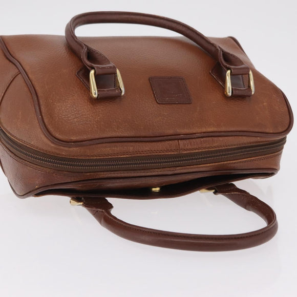 Burberrys Boston Bag Leather Brown Gold Auth ep16334