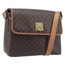 CELINE Macadam Canvas Shoulder Bag PVC Leather Brown Gold Auth ep16335-1