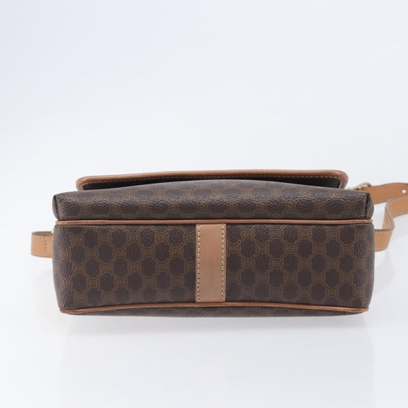CELINE Macadam Canvas Shoulder Bag PVC Leather Brown Gold Auth ep16335