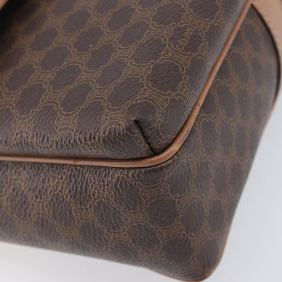 CELINE Macadam Canvas Shoulder Bag PVC Leather Brown Gold Auth ep16335