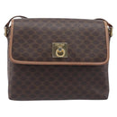 CELINE Macadam Canvas Shoulder Bag PVC Leather Brown Gold Auth ep16335-13