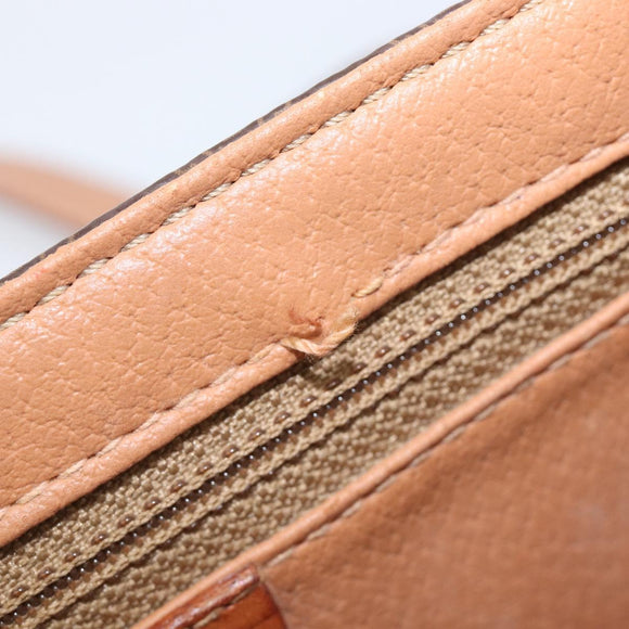 CELINE Macadam Canvas Shoulder Bag PVC Leather Brown Gold Auth ep16335