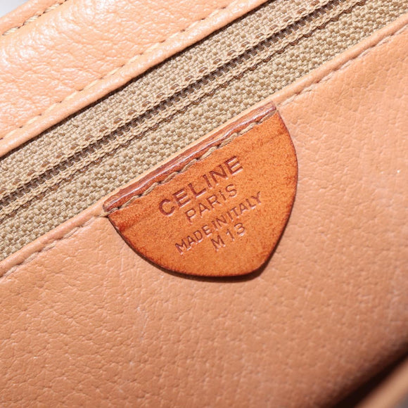 CELINE Macadam Canvas Shoulder Bag PVC Leather Brown Gold Auth ep16335