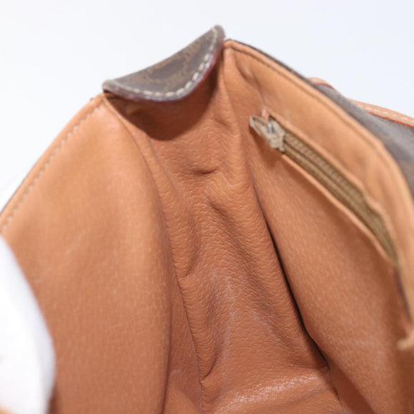 CELINE Macadam Canvas Shoulder Bag PVC Leather Brown Gold Auth ep16335
